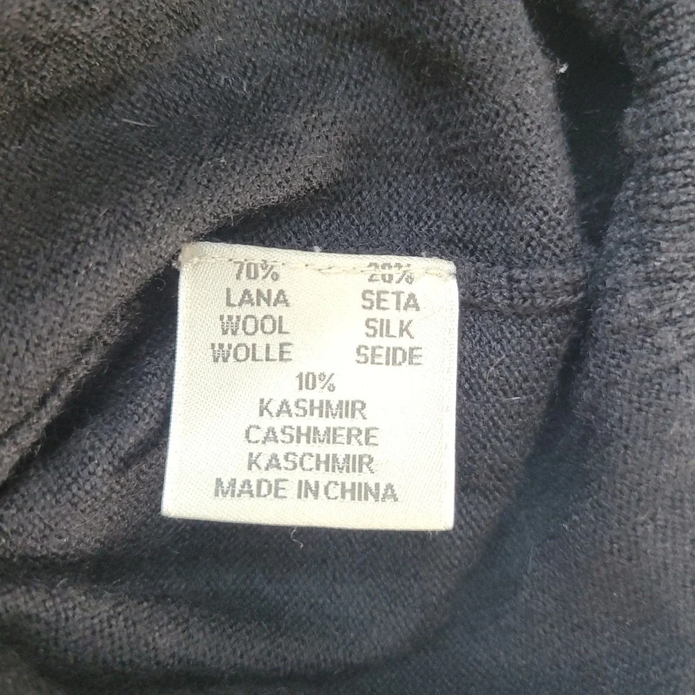 Peter Millar Sweater Mens M Black Mock Neck Wool Silk Cashmere Knit Luxury